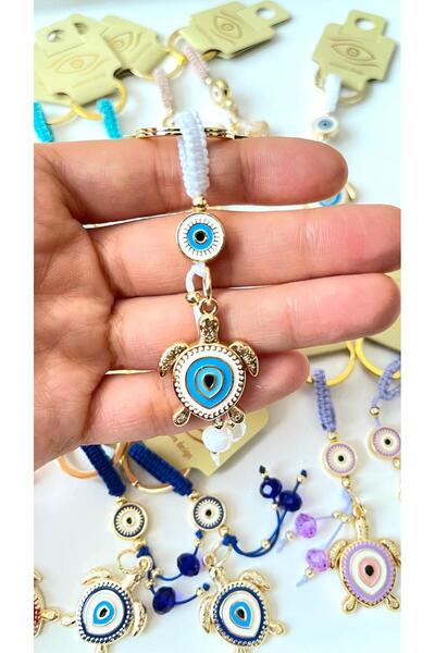 Cassime White Turtle Gold Plated Eye Evil Eye Keychain