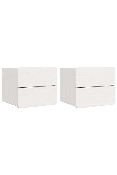 vidaxl Noptieră cu sertar 2 pcs Alb 39 x 34 x 33 cm Lemn masiv de pin