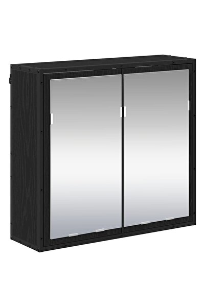 vidaxl Raft de perete cu raft Pe perete Stejar Negru 65 x 20 x 60 cm