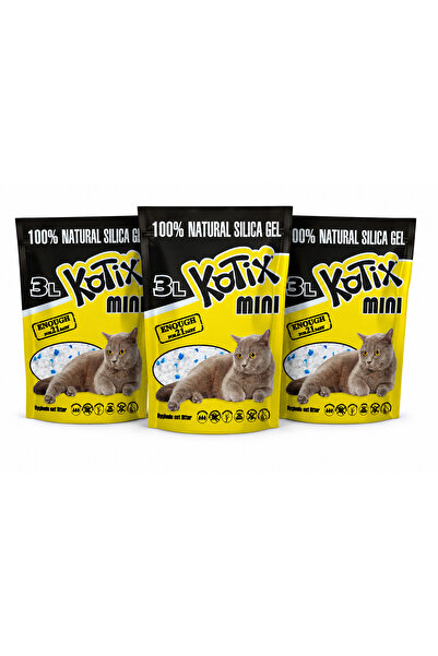 KOTIX Așternut igienic pentru pisici, silicat, Normal MINI, 3L, 1.2kg x3