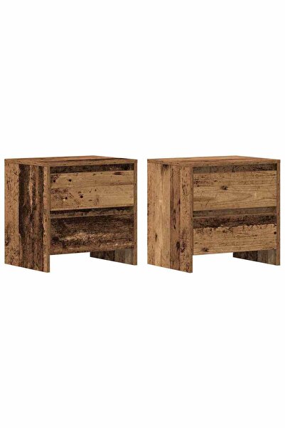 vidaxl Dulap de noapte cu sertar 2 pcs Lemn vechi 45 x 34 x 44,5 cm