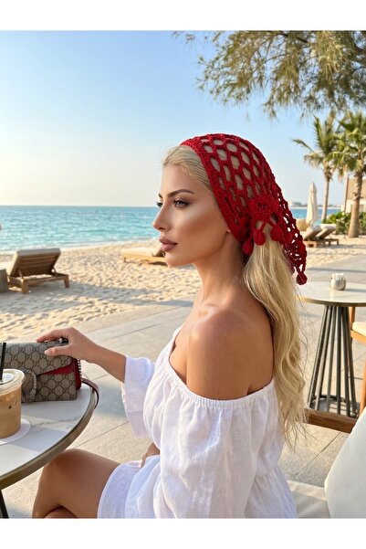 yucin Hand Knitted Perforated Beach Bandana - Bohemian Knitted Neck Scarf