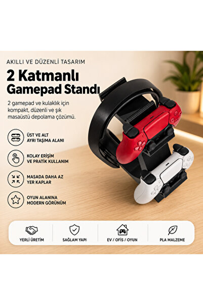 Sadık Pazar PS5 DualSense ve Kulaklık Standı – Masaüstü Oyun Organizeri