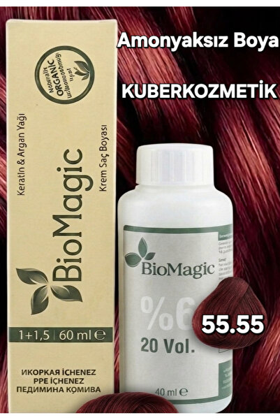BIOMAGIC 55.55 Şarap Kızılı Organik İçerikli Amonyaksız Kalıcı Kokusuz Saç Bo...