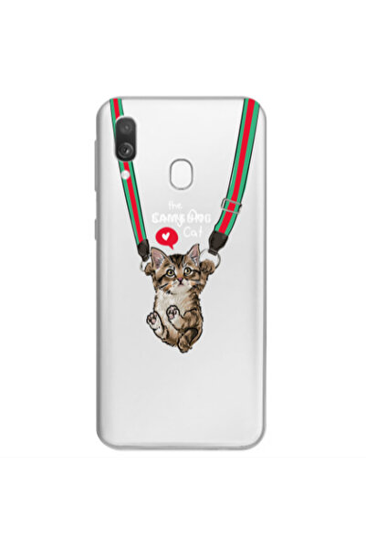Other Samsung A40 Swinging cat Transparent Silicone TPU Θήκη