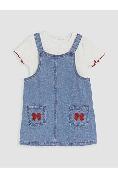LC Waikiki Rmz Gi̇yi̇m Farkiyla Bowknot Baby Girl Salopet Dress