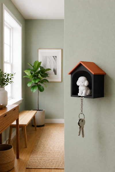 perim3d Black Color Shed Wall Key Holder – Detachable Set with Dog Figure