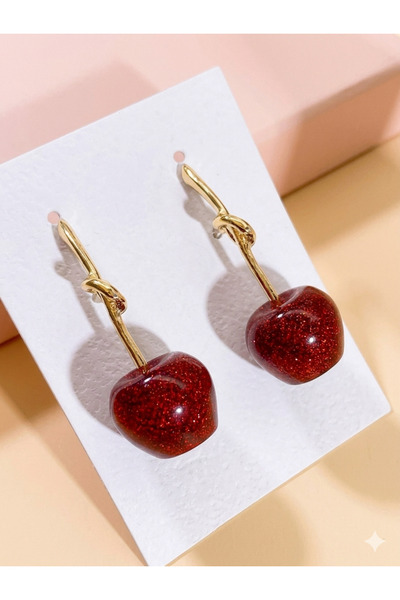 SYGGY Cherry Earrings with Red Glitter
