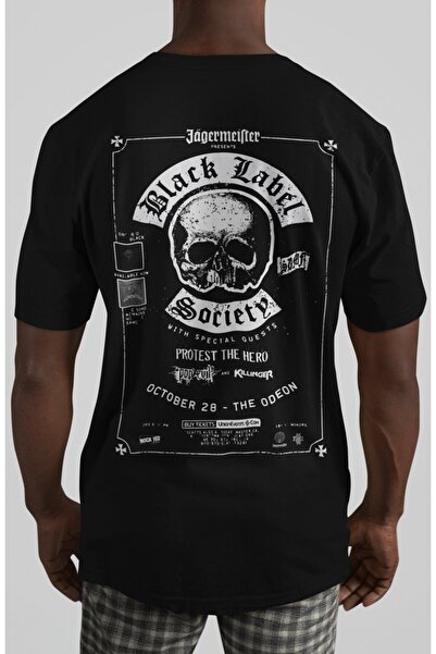 SEVBANO Tricou oversize unisex cu imprimeu pe spate Black Label Society Rock ...