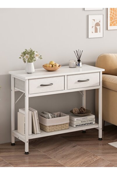 Bojasmiial Console Table with 2 Drawers and Storage Shelf Modern Entryway Tab...