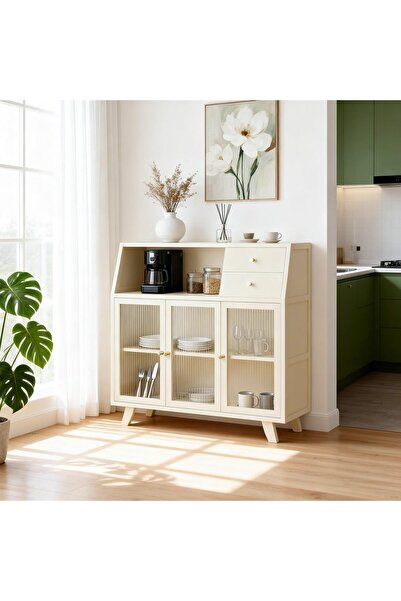 HI-FINE Kitchen Storage and Organization Cabinet, Sideboard Buffet Cabinet wi...