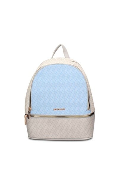 Pierre Cardin , Rucsac de piele ecologica cu logo, Albastru azur