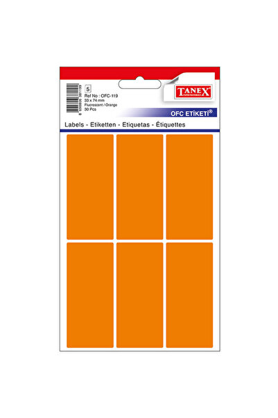 Tanex LABELS 33*74MM ROUNDED CORNERS ORANGE 30/SET