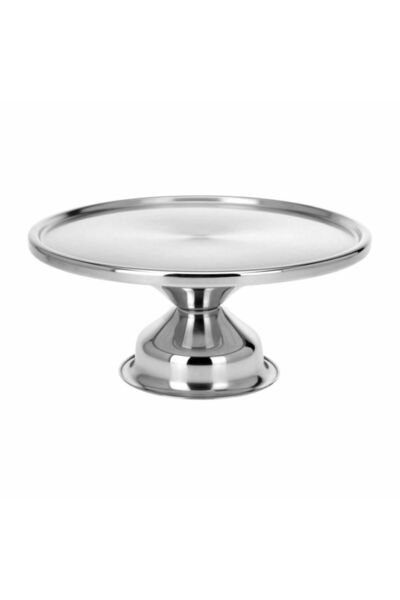 Excellent Houseware Ανοξείδωτη Βάση Τούρτας με Πόδι Ασημί 33 x 33 εκ.