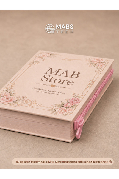 Mabs Tech Fermuar Kitap Ayracı – Minimalist Beyaz Seri 3D Tasarım (10x11 cm) - Pembe