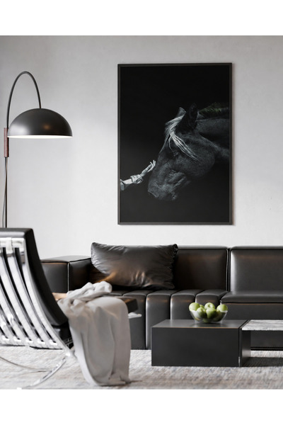 Ghaith Store Majestic Black Horse Wall Art - Premium Canvas for Home & Office...