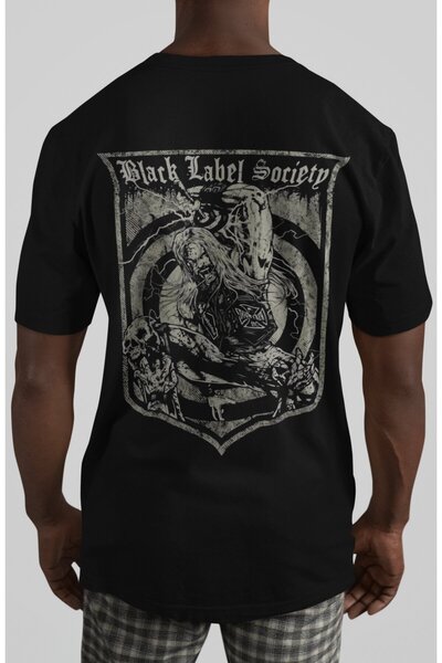 SEVBANO Tricou oversize unisex cu imprimeu pe spate Black Label Society Rock ...