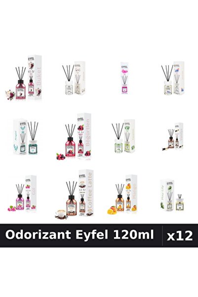 Eyfel Set 12 Odorizante Camera cu Betisoare - 12 Arome Asortate, 120ml