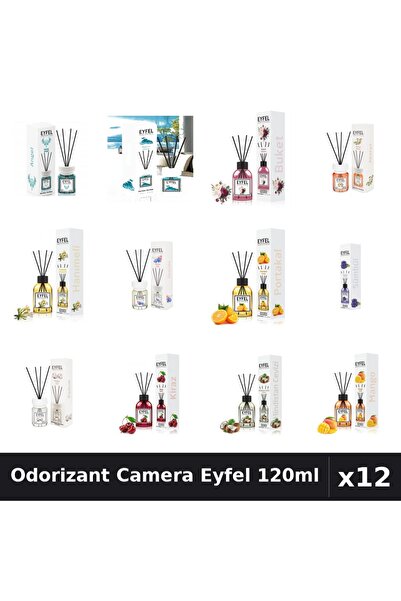 Eyfel Set 12 Odorizante Camera cu Betisoare - 12 Arome Asortate, 120ml