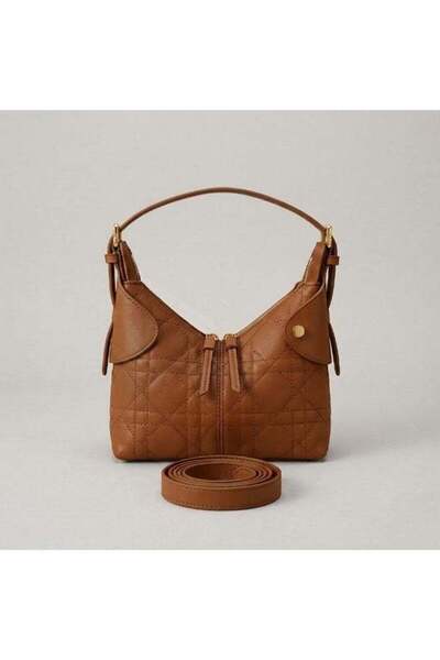 Generic Elegant Quilted Leather Hobo Shoulder Bag with Adjustable Strap & Det...