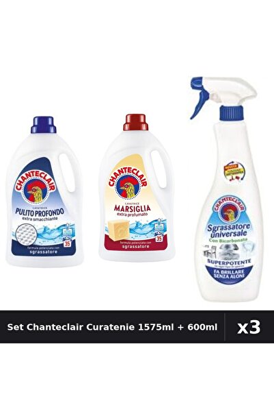 Chanteclair Set 3 Detergent și Degresant 1575ml + 600ml - Marsilia, Bicarbona...