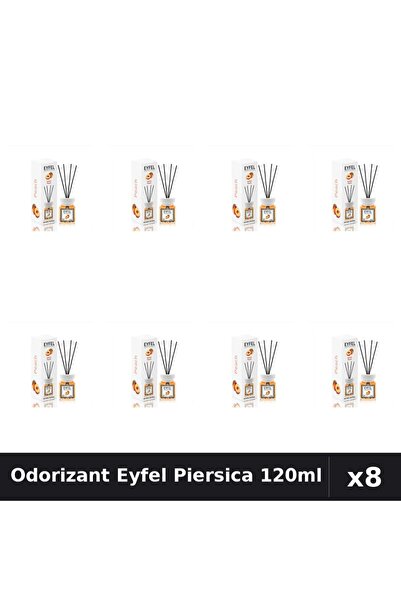 Eyfel Set 8 Odorizant Camera cu Betisoare - Piersica, Parfum Intens 120ml