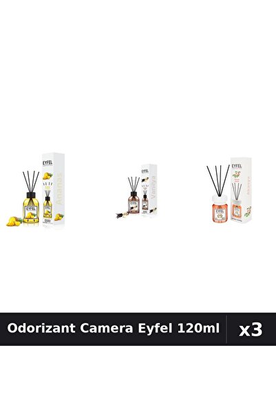Eyfel Set 3 Odorizante Camera cu Betisoare 120ml - Ananas, Vanilie, Acacia