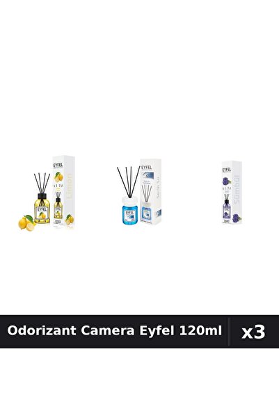 Eyfel Set 3 Odorizante Camera cu Betisoare 120ml - Lamaie, Cool Water, Zambile
