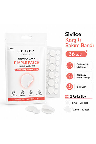 LEUREY Şeffaf Akne Bandı, Bandı, Hidrokolloid bant, Pimple Patch, Salisilik A...