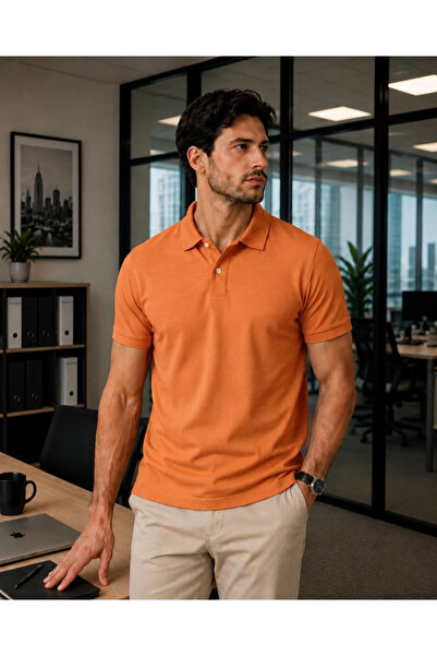 CDA Premium Orange Unisex Polo Collar T-Shirt 100% Cotton Breathable Fabric