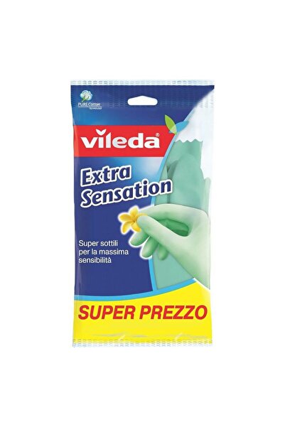 Vileda Top Bottom Set of 4 x Extra Sensation Cleaning Gloves, Size L