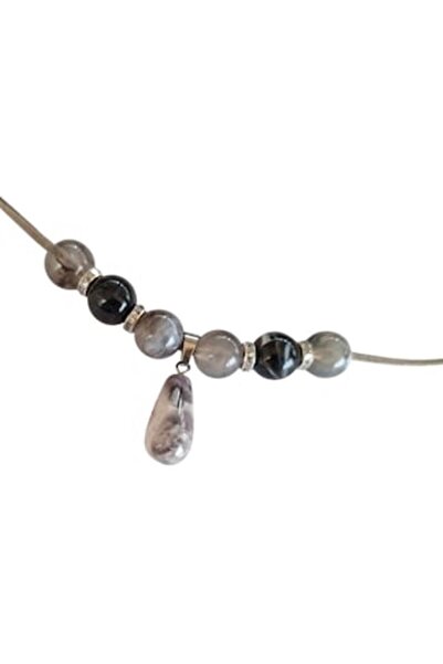 OEM Bohemian style necklace, elegant amethyst, purple/gray/black, semi-precio...