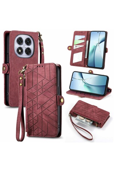 sscase Geometry Zipper Θήκη Πορτοφόλι Wine Red (Xiaomi Redmi Note 15 Pro Plus...