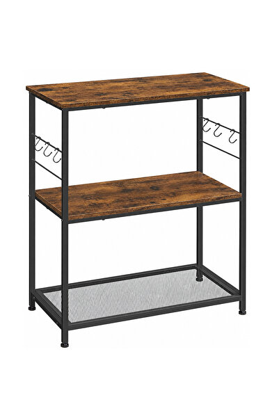 VASAGLE Raft industrial multifuncțional cu 3 rafturi, 6 cârlige, 80x40x90 cm,...