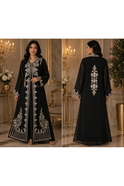 ASIAN Samo Dress Jalabiya Women's Elegant Chiffon Fabric Jalabiya with Luxuri...