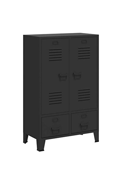 vidaxl Șifonier, stil industrial, 67 x 35 x 107 cm, negru, metal