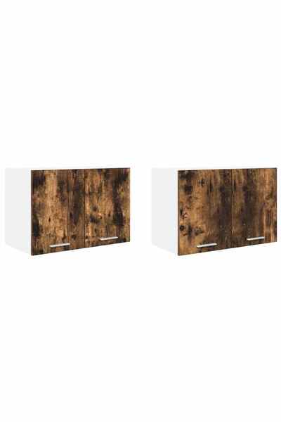 vidaxl Wall cabinet 2 pcs Smoked oak and white 60 x 31 x 40 cm