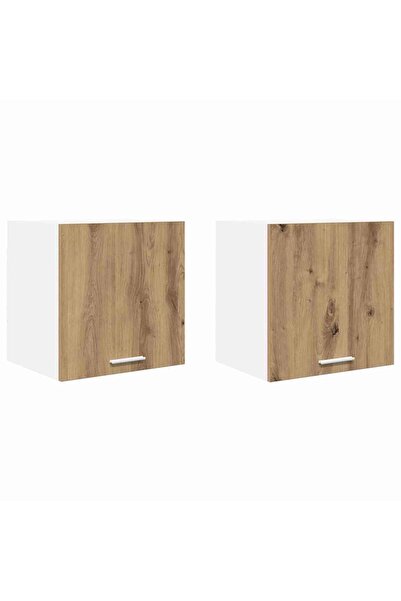 vidaxl Dulap suspendat 2 pcs Stejar Artisan și Alb 40 x 31 x 40 cm