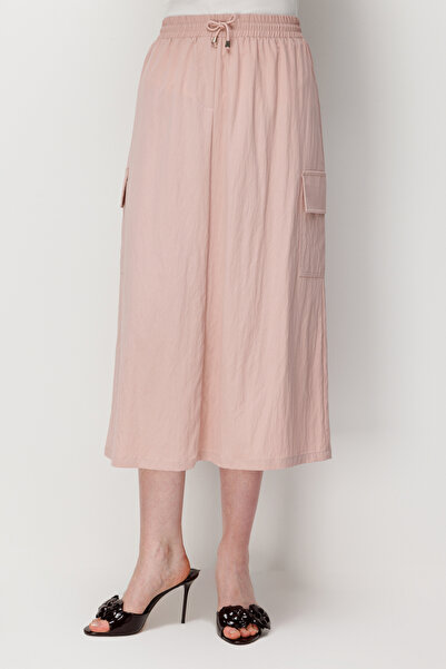 Ekol Elastic Waist Midi Skirt with Pocket-1234
