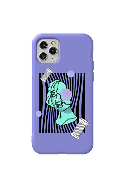Other Apple iPhone 11 Pro Columns Purple Colored Silicone TPU Θήκη