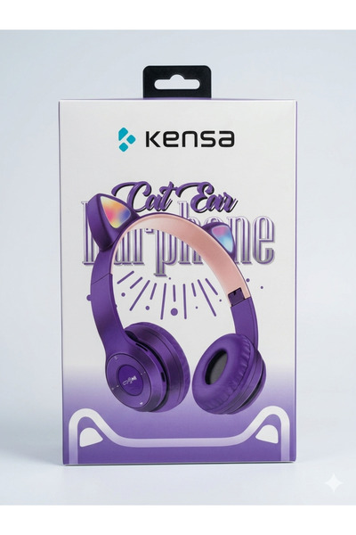 Bluetooth Stereo Kulaklık Kensa Işıklı Kedi Kulaklı Bluetooth Kulaklık - Cat ...
