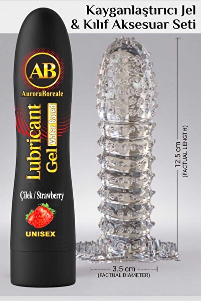 AuroraBoreale Premium 125 ML Çilekli Kayganlaştırıcı Jel Şeffaf Kılıf Tırtıkl...