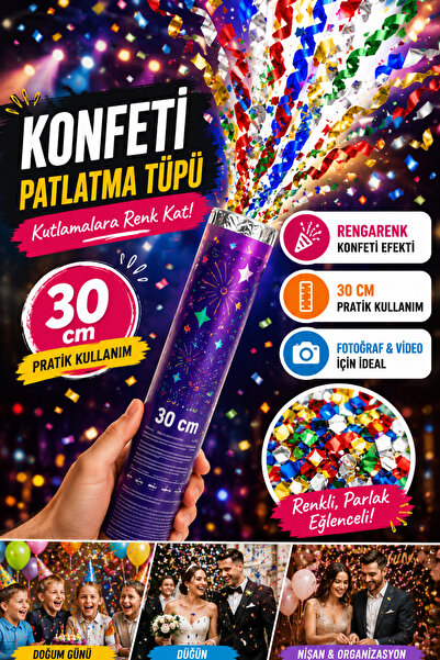 Tamsena Store 30 Cm Karışık Renkli Parti Konfetisi Renkli Kutlama Konfeti Pat...