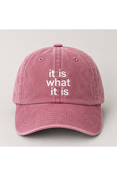 WeavedCo "It Is What It Is" Minimal Nakışlı Vintage Yıkamalı Beyzbol Şapkası