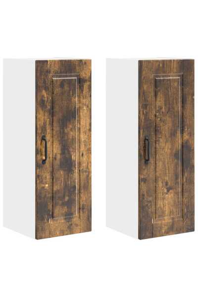 vidaxl Dulap de bucătărie cu raft 2 pcs Stejar fumuriu 30 x 31 x 80 cm