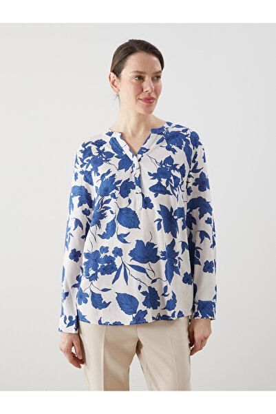 LC Waikiki Nevavm Women's Blouse with Floral Collar and Difference in Color