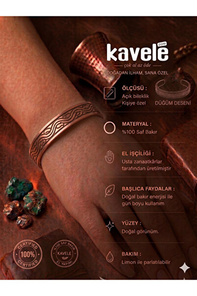 KAVELE Pure Copper Motif Bracelet-For Health-In Gift Box
