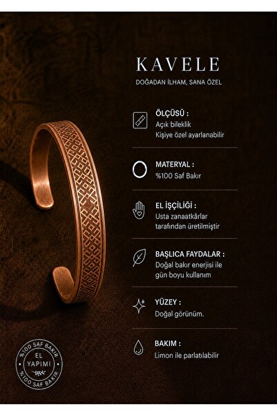 KAVELE Pure Raw Motif Copper Bracelet-In Gift Box