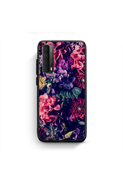 Other Huawei P Smart 2021 Purple and pink flowers Black Glossy Θήκη