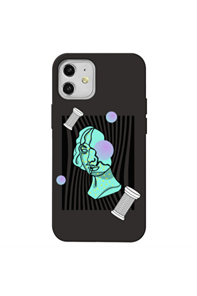 Other Apple iPhone 12 Columns Black Colored Silicone TPU Θήκη